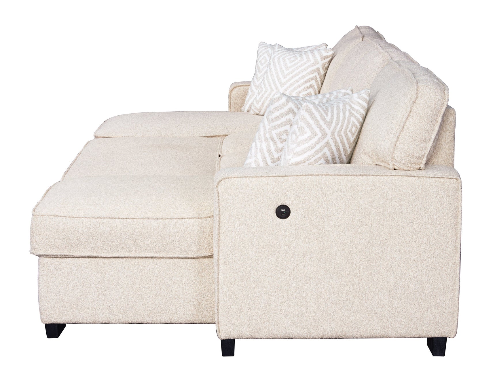 main view of Sahara Beige Double Storage Chaise Sectional w Drop Down Cupholders sectional sofa