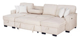 side view of Sahara Beige Double Storage Chaise Sectional w Drop Down Cupholders sectional sofa