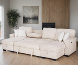 side view of Sahara Beige Double Storage Chaise Sectional w Drop Down Cupholders sectional sofa
