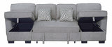Close-up detail of Sahara Gray sectional sofa fabric and features