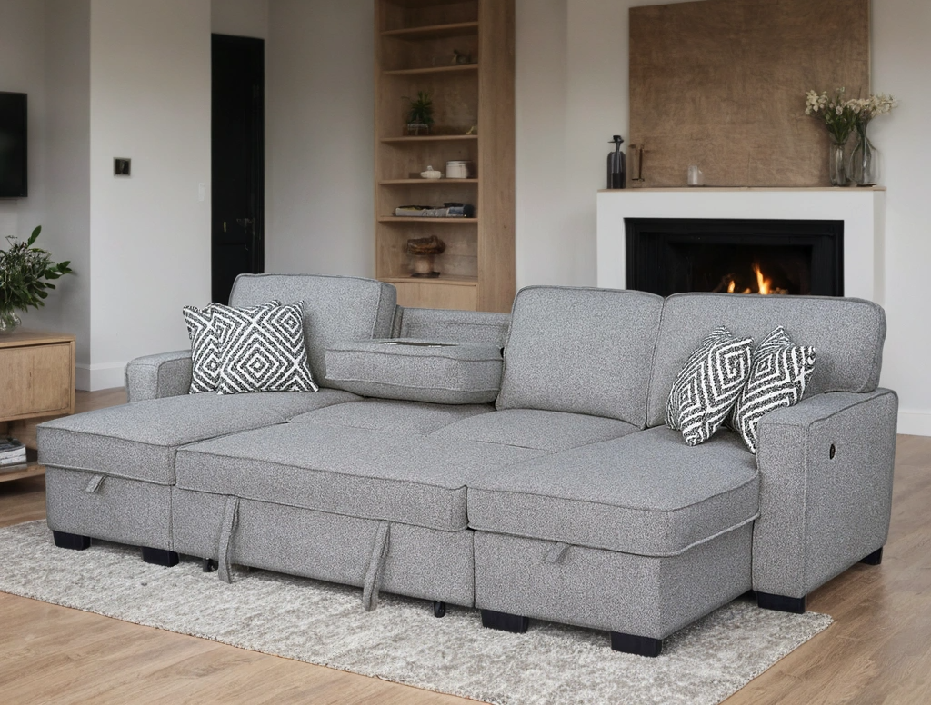 Sahara Gray Double Storage Chaise Sectional sectional sofa side view