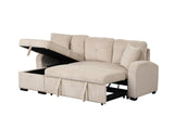 Side view of Silvia beige sectional sofa with pull-out bed
