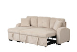 Close-up detail of Silvia beige sectional sofa fabric and chaise