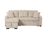Living room view with Silvia beige sectional sofa and pull-out bed