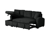 Side view of Silvia Black Reversible Sectional Sofa with Pull-Out Bed