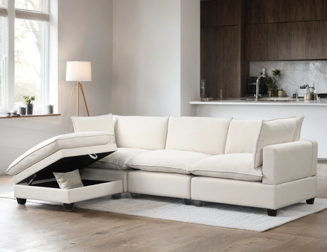 Cloud Sand Linen Modular Sectional Sofa main front view