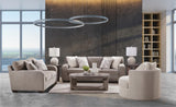 Side view of Behold Taupe sofa and loveseat set