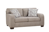Front view of Behold Taupe sofa and loveseat set
