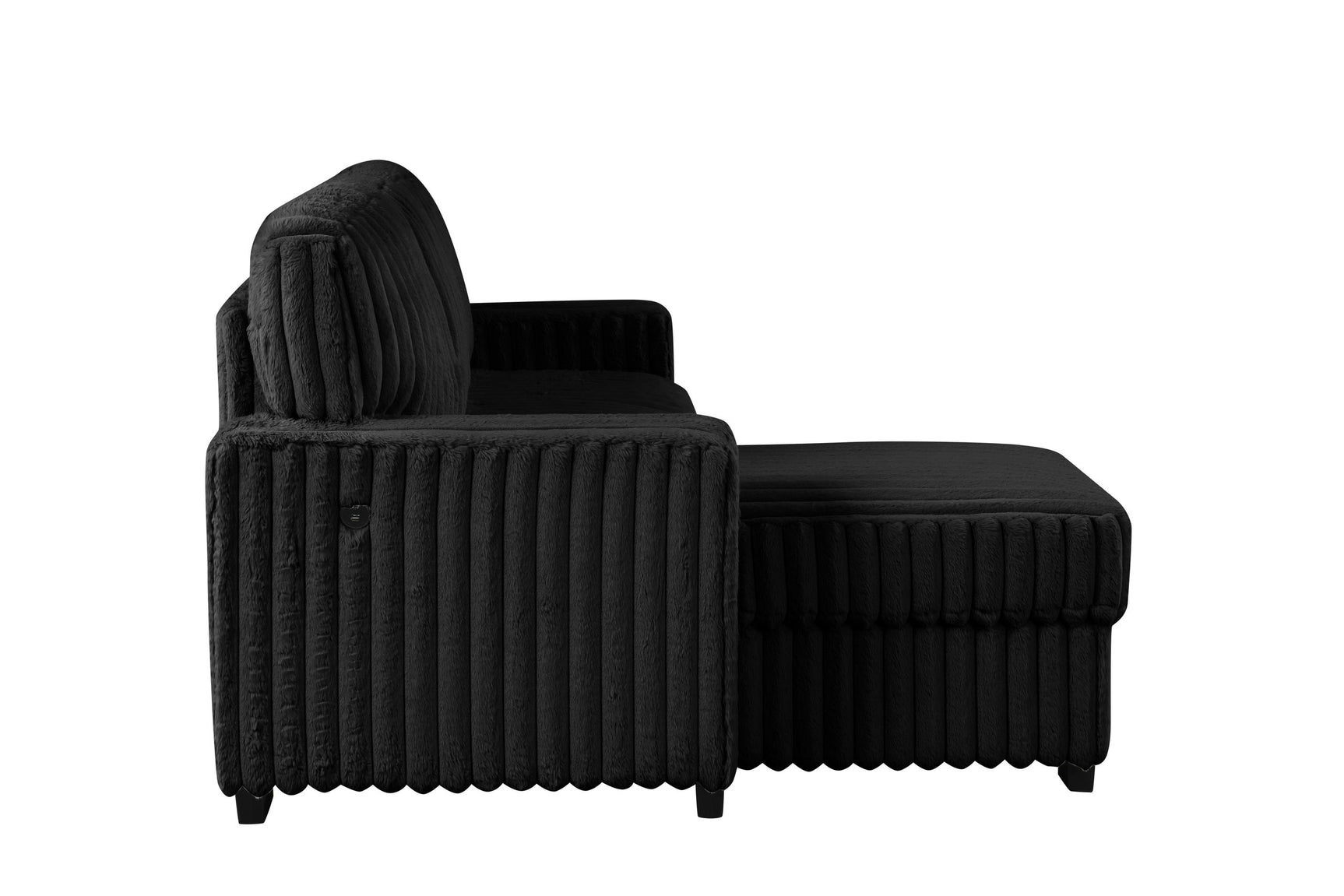 Front main view of Poland Black Reversible Sectional Sofa