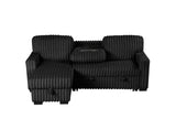 Wide room view of Poland Black Reversible Sectional Sofa setup
