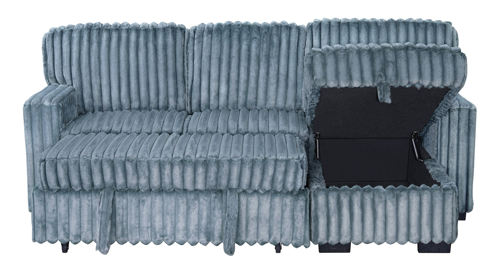 Room setting with Poland charcoal sectional sofa