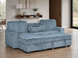 Main view of Poland charcoal sectional sofa with pull-out bed