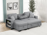 side view of Pacific Gray Reversible Sectional with Pull-Out Bed
