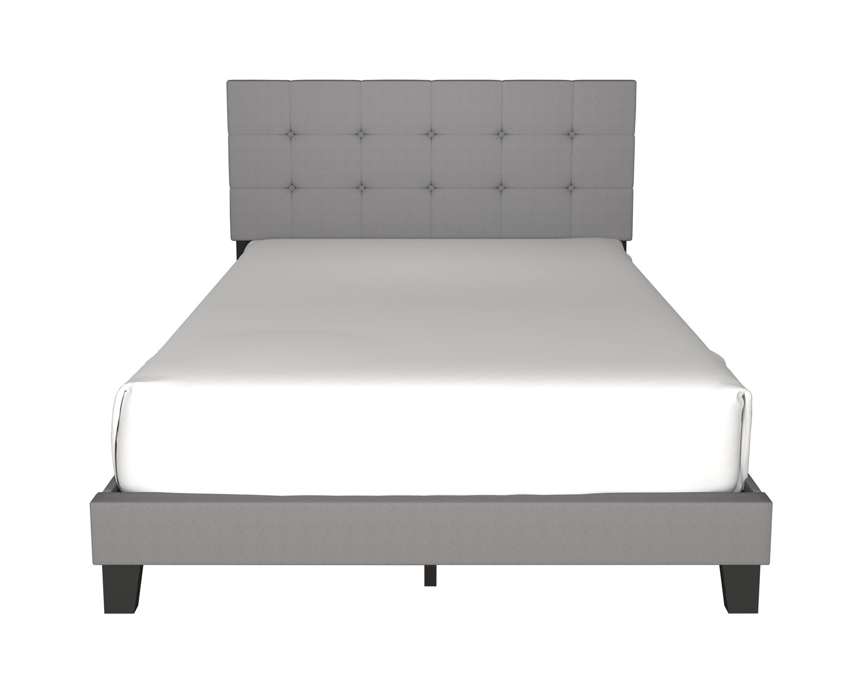 Nini full gray velvet platform bed side profile
