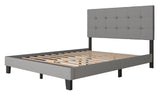 Modern Nini full bed with gray velvet upholstery in bedroom