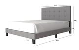 Nini Gray velvet twin platform bed full view