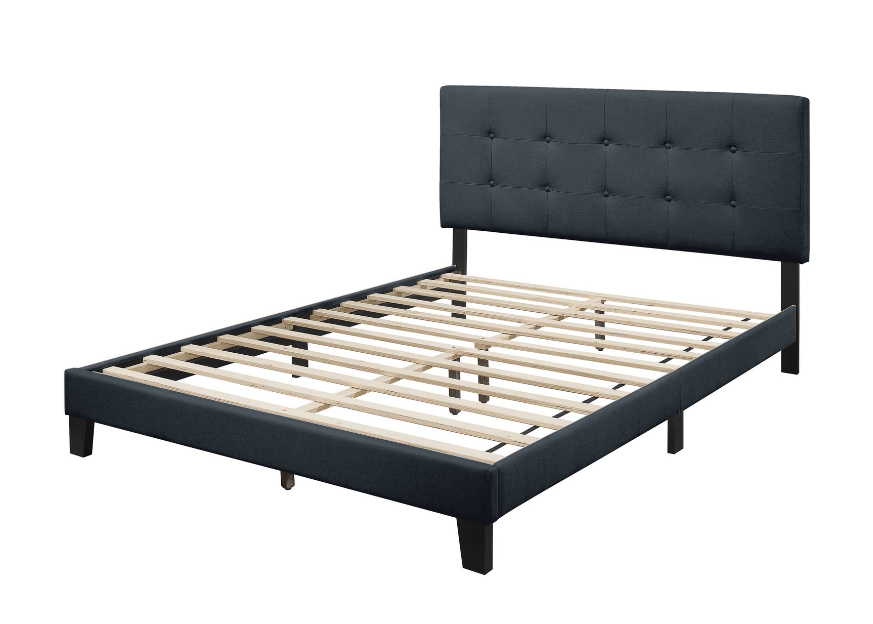 Nini upholstered platform bed charcoal linen bedroom setting
