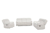 Beige fabric sofa reclining seat detail