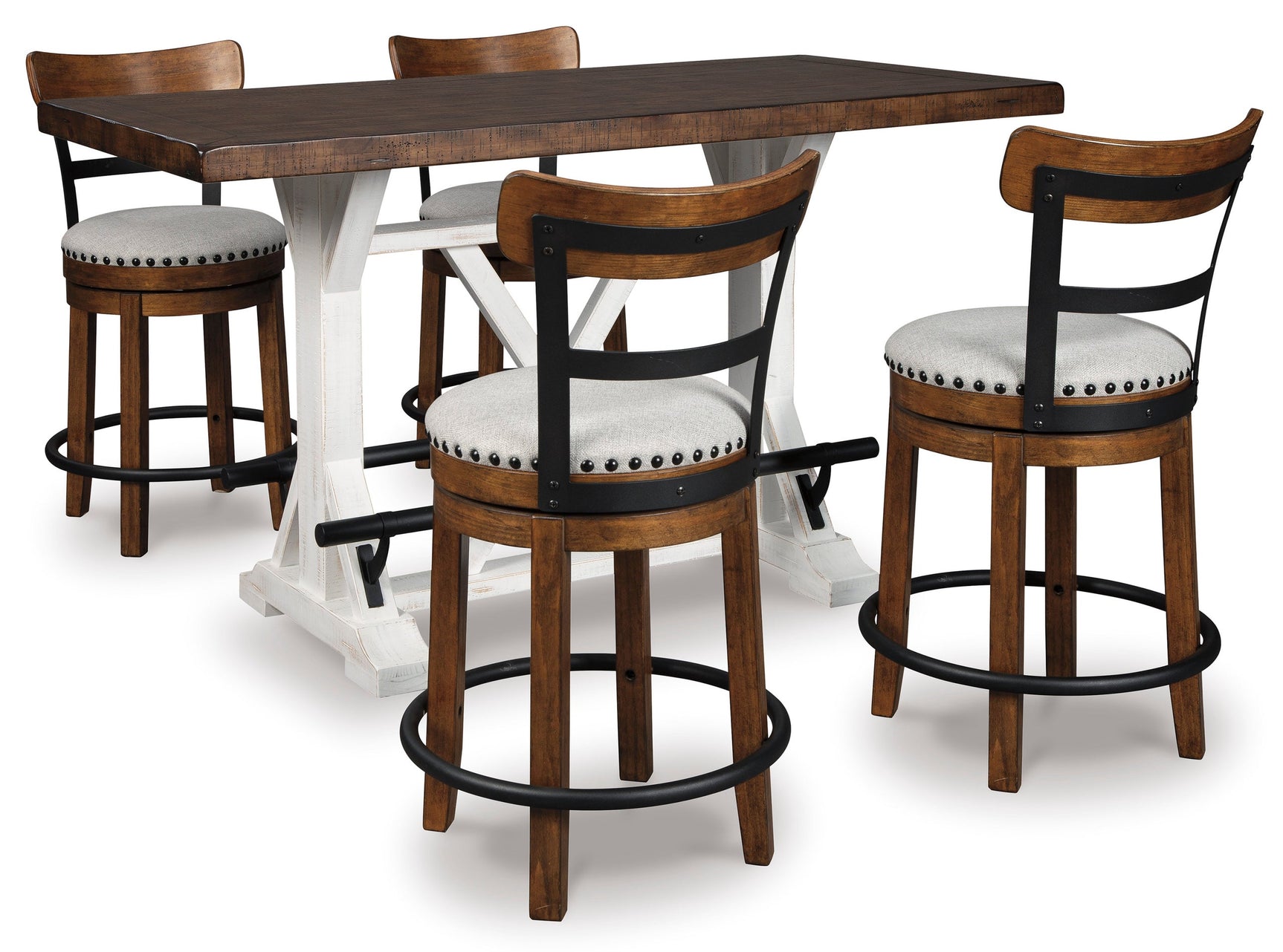 Room view of D546-424 5-piece brown and white dining set dining room furniture