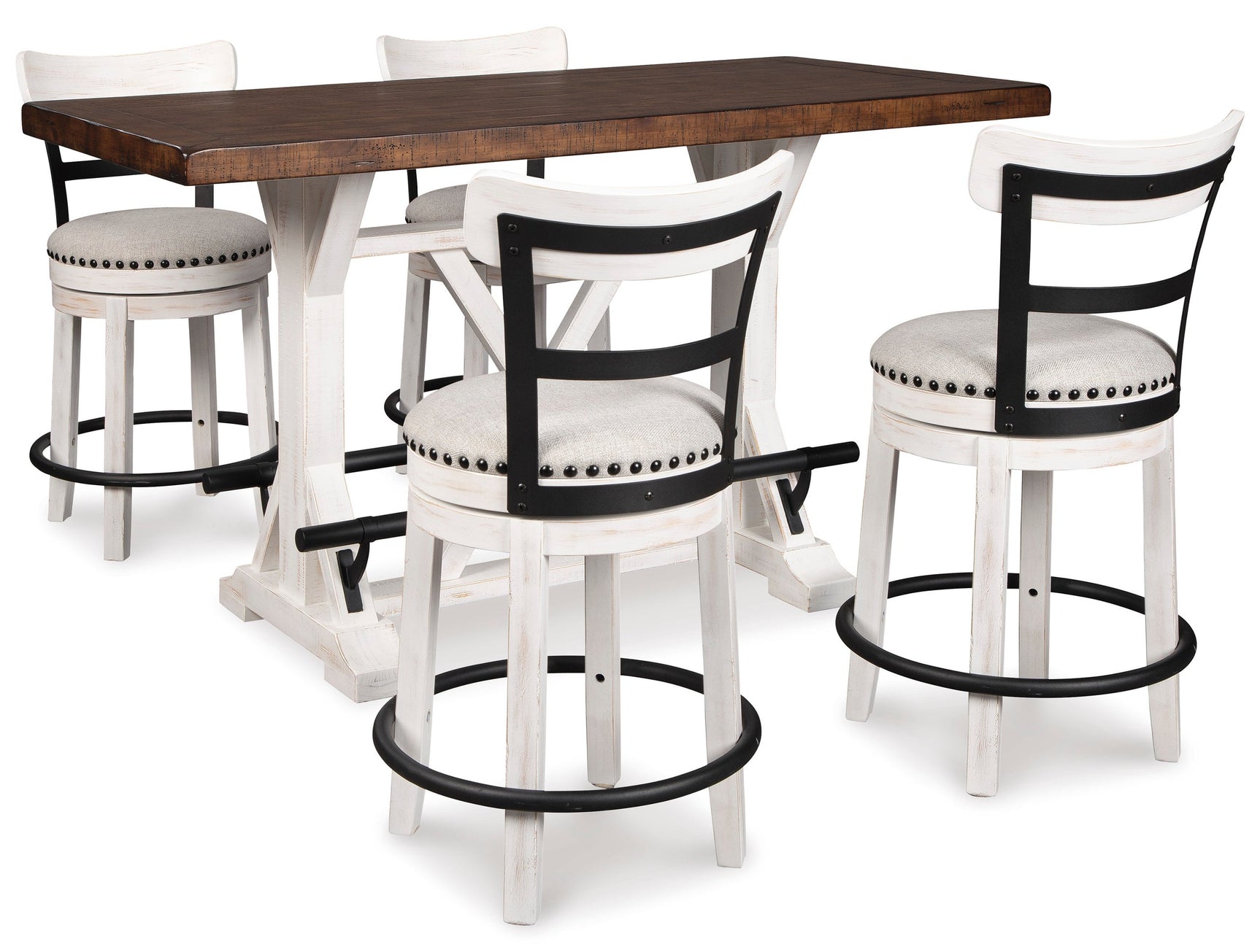Room setting view of D546-524 dining set in white and brown finish
