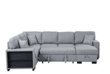 Living room view of Atlantic Gray Sectional sofa with pull-out bed