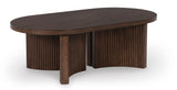 Korestone dark brown cocktail table side angle