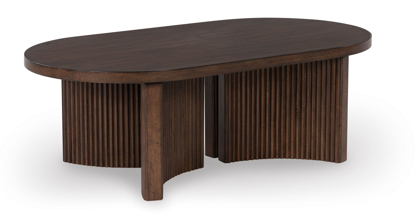 Korestone dark brown cocktail table side angle