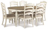 room view of D743 7-piece chipped white oval dining set