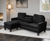 Front view of Neymar Black Reversible Sectional sofa