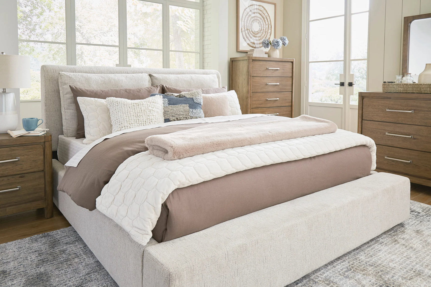 Jully Upholstered Platform Bed side angle