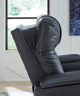 Side view of Den Sapphire power recliner with USB port