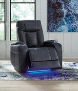 Den Sapphire faux leather power recliner front view