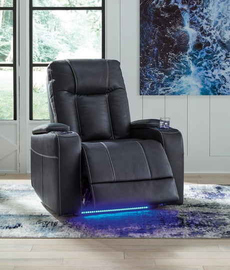 Den Sapphire faux leather power recliner front view