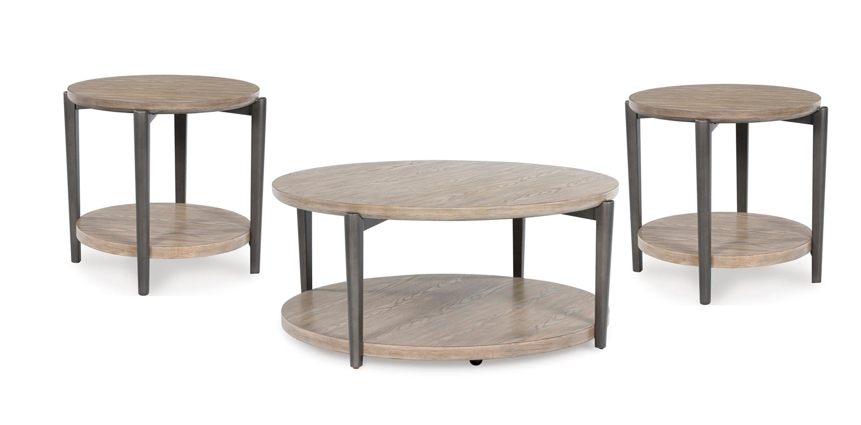 Dyonton end table side view in light grayish brown