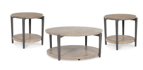 Dyonton end table side view in light grayish brown