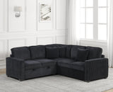 Close-up detail of Ariel black fabric sectional sofa