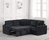 Living room view with Ariel Black Sectional Sofa