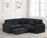 Side angle of Ariel Black Sectional Sofa with USB ports