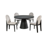 Dira Black Gray Dining Room Set close-up detail of table and chair upholstery
