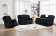 Side view of Dynamo Onyx reclining loveseat in onyx color