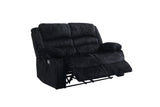 Top view of Dynamo Onyx reclining set in black upholstery