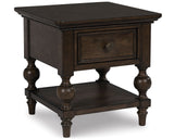 Veramond dark brown end table side view