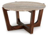 Side view of Tanidore cocktail table showing angled legs