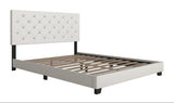 Sara white upholstered full platform bed headboard close-up