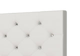 Sara white queen bed showing full length side and headboard