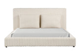 Lauren Beige Platform King Bed side angle showing USB ports