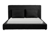 Lauren black fabric upholstered bed close-up angle