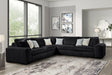 main view of Marshmallow Black Oversize Corduroy Fabric Sectional sectional sofa