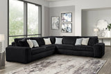 main view of Marshmallow Black Oversize Corduroy Fabric Sectional sectional sofa