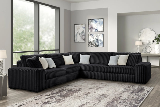 main view of Marshmallow Black Oversize Corduroy Fabric Sectional sectional sofa